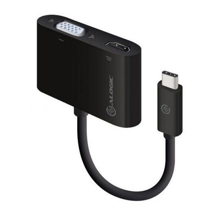 ALOGIC Alogic UCVGHD-ADP 2-in-1 USB-C to HDMI VGA Adapter - Male to 2-Female; Black & White UCVGHD-ADP